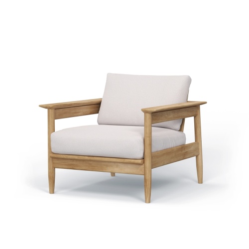 12159DP Fika teak Lounge Chair with cushions side angle on white background