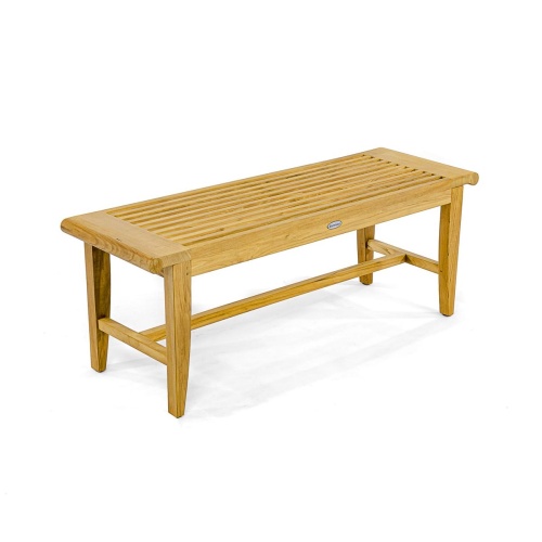13915 Laguna 4 foot long teak Backless Bench angled view of seat on white background