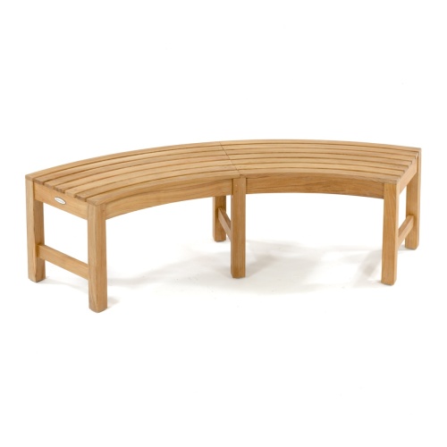 13937 Buckingham Teak Curved Backless Bench side view on white background