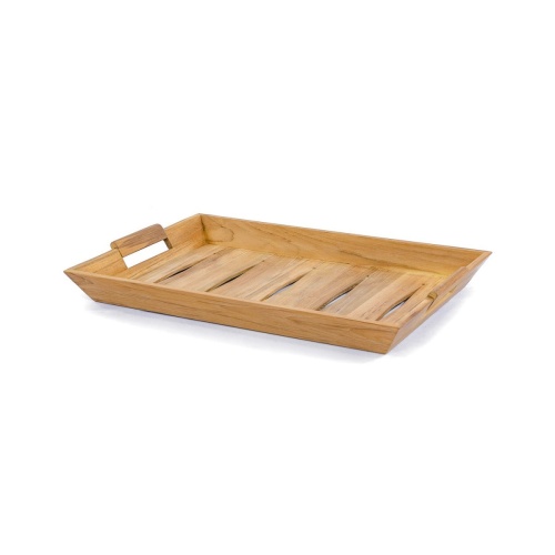17440TO Butler teak Serving Tray angled view on white background