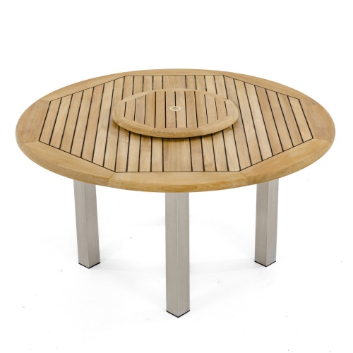 18701 twenty four inch teak lazy susan top view on white background