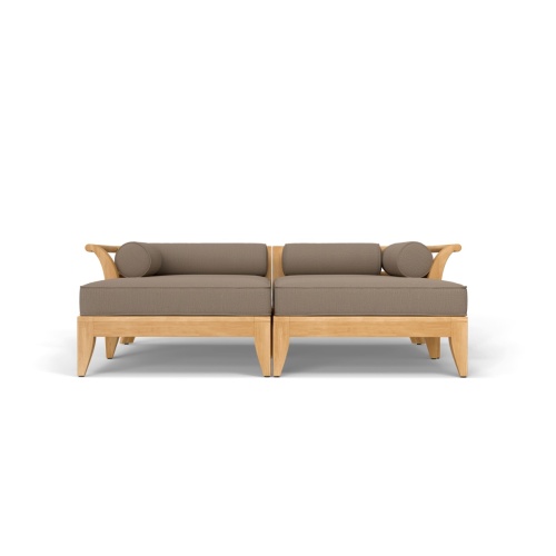 70284  Aman Dais 4 pc Day Bed of 2 Aman Dais corner sectionals and 2 ottoman in front view on white background   