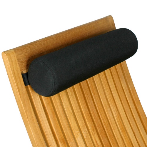 72360MTO Chair Neckroll Headrest Cushion on teak chair closeup view on white background