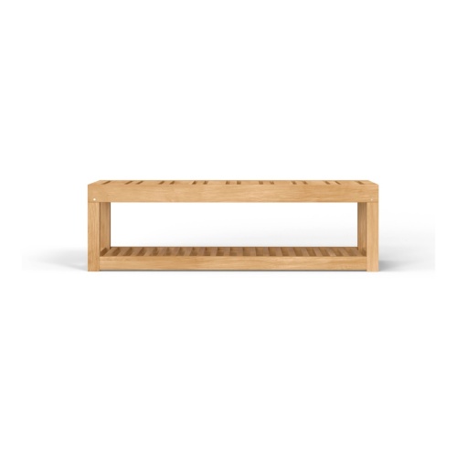 14322 maya teak end table with bottom shelf angled on white background