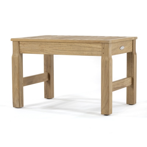18603 Teak rectangular Shower Bench Seat 24 inches long angled side view on white background