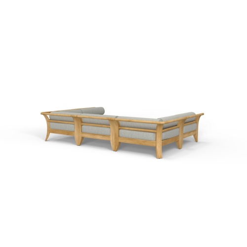 70100 Aman Dais 6 pc Daybed Set with cushions front view on stone patio with pergola overlooking hillside and river in background
