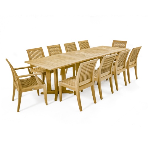 70434 Pyramid teak Rectangular Table Dining Set angled on white background