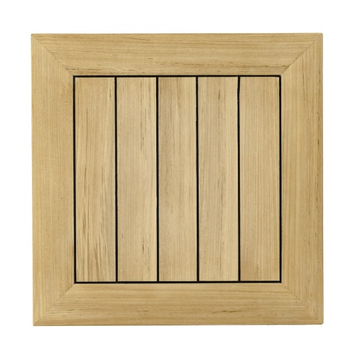 70679 Vogue teak 24 inch square table aerial view of table top on white background