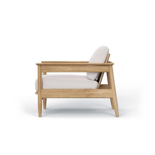 12159DP Fika teak Lounge Chair with cushions side view on white background
