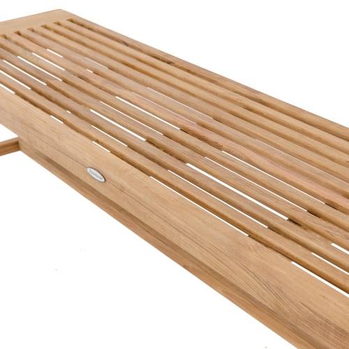13917 Laguna 6 foot teak Backless Bench closeup of seat showing slats on white background