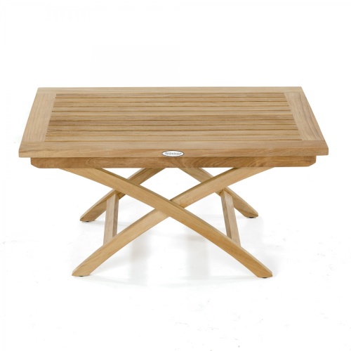14745 barbuda folding teak coffee table side profile on white background