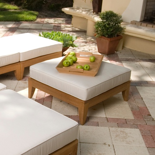 16767dp aman dais teak sectional ottoman fill teak frame side view on a white background 