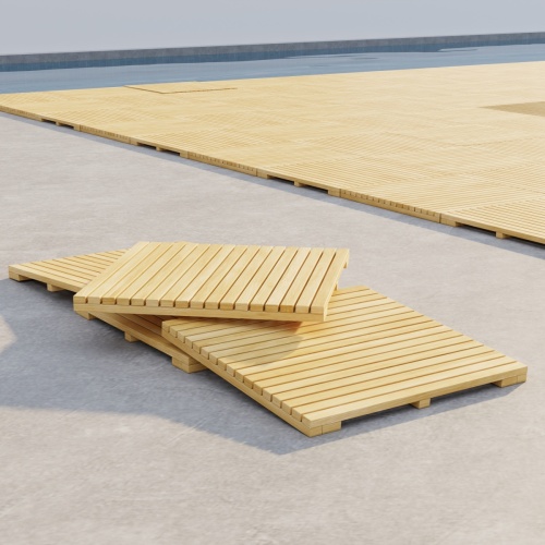 18403 Callebotise Floor Tiles in angled view showing closeup of 1 case of 4 tiles on concrete patio 