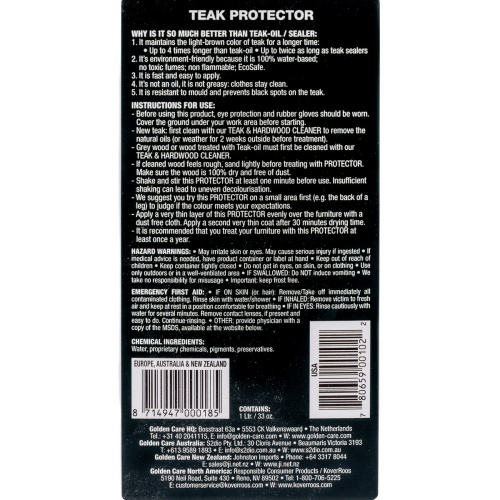 30104 Golden Care 3 in one care kit label instructions on back on white background