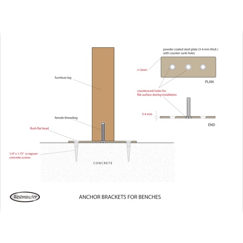 40010 Bench Anchor Bracket showing autocad on white background 
