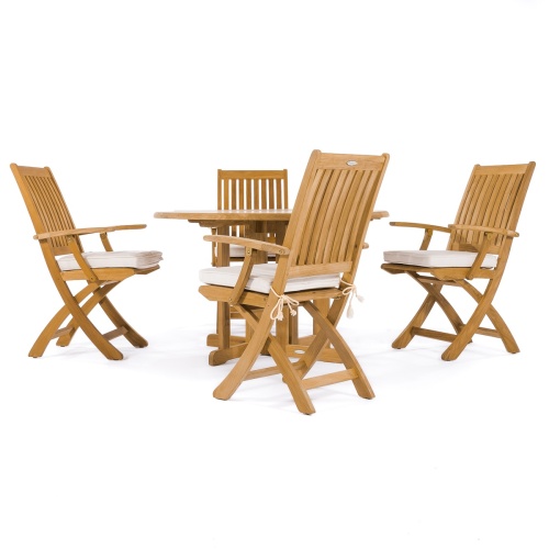 70066  Barbuda Round 5 piece Folding Dining Set on white background