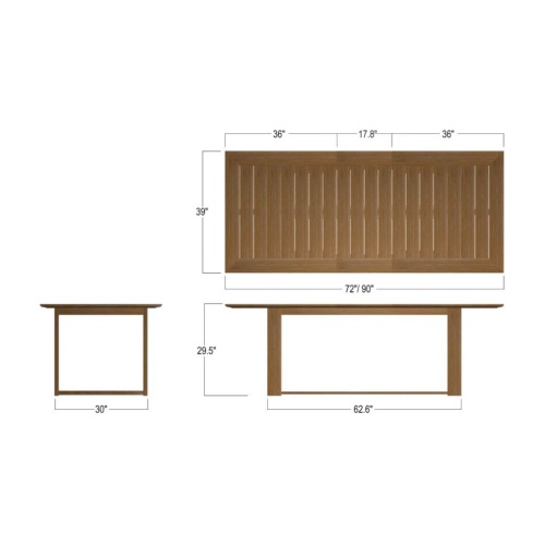 70243 Valencia teak rectangular dining table autocad on white background