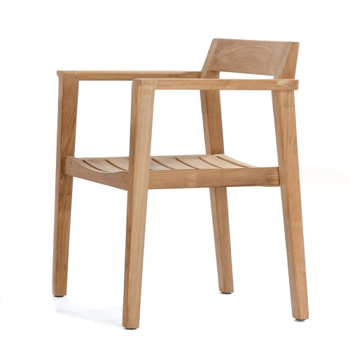 12901 Horizon Teak Dining Armchair in side angled view on white background