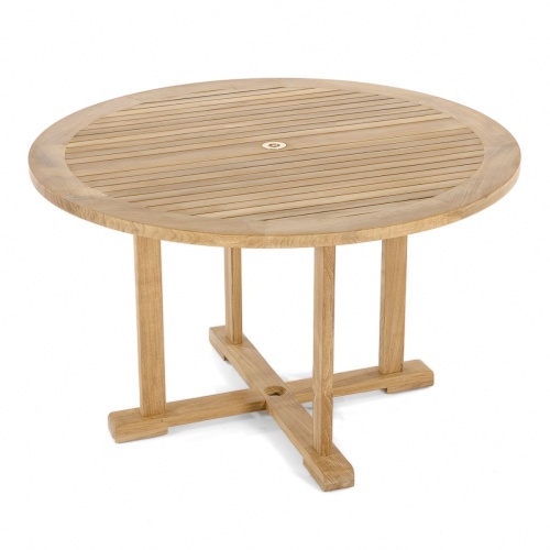70535 Barbuda teak 48 inch round dining table angled on white background
