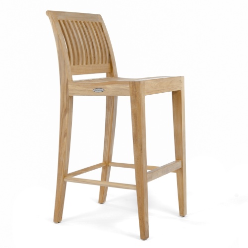 11910 Laguna Side Teak Barstool angled view on white background