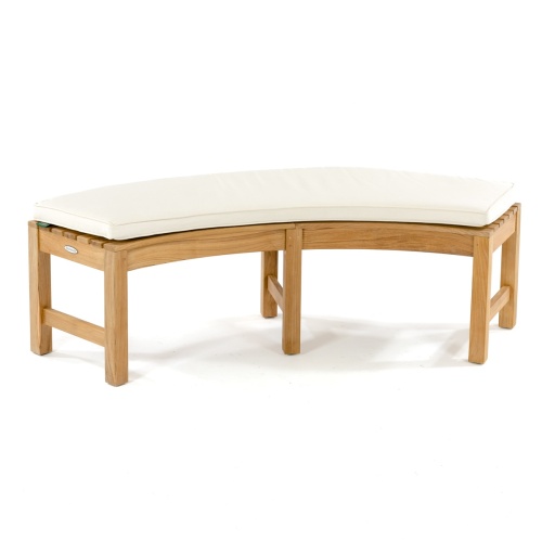 13937 Buckingham Teak Curved Backless Bench angled end view on white background