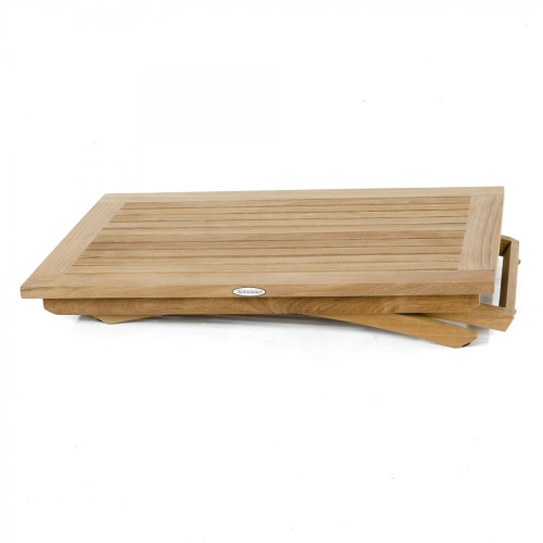 14745 barbuda folding teak coffee table top and side view on white background