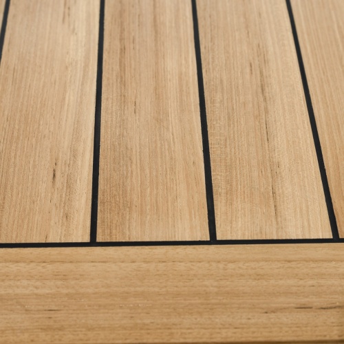 15098 Vogue 24 inch square table top showing Sikaflex Marine Sealant between teak slats closeup view