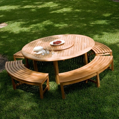15348 Buckingham Teak Table angled top view on white background
