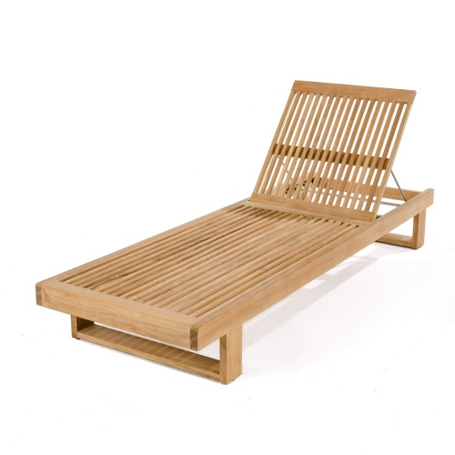 16770DP Horizon teak Chaise Lounger with optional cushion and neckroll right angled on white background