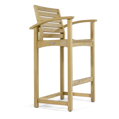 12466 Somerset Teak Bar Stool side angle on white background