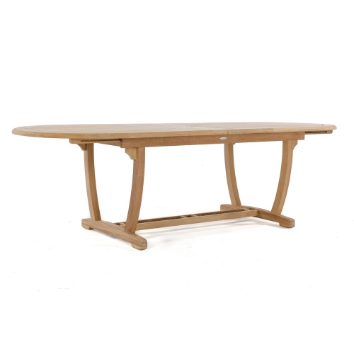 15504 Montserrat Teak Table in angled side view on white background