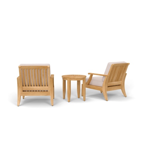70269 Laguna 3 pc Lounge Set of 2 Laguna Lounge Chairs and a Side Table in angled back view on a white background