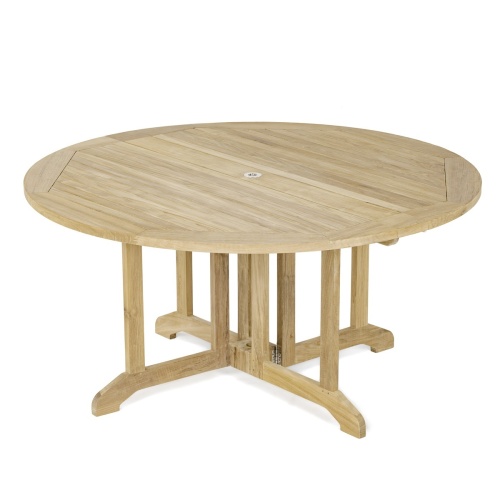 15867 Barbuda drop leaf Folding Dining Table in angled aerial view on white background