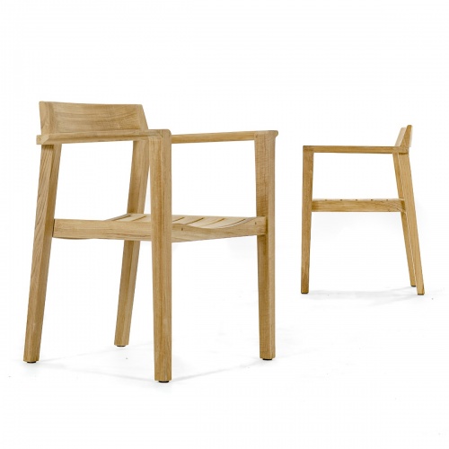 contoured teak wooden armchair