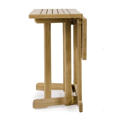 70605 Vogue Nevis 60 inch rectangular folding table end view showing one side folded down on white background