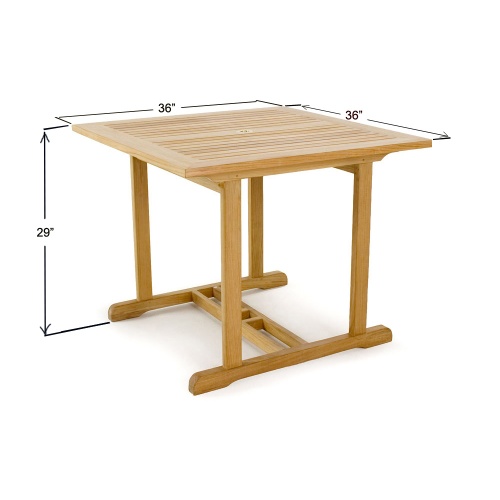 70743 Sussex Teak 36 Inch Square Dining Table autocad angled view on white background