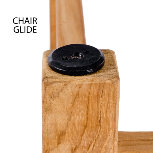12159DP Fika teak Lounge Chair with cushions bottom leg showing closeup of chair glide on white background