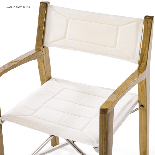 12915F Odyssey Director Chair in marine gloss finish showing closeup of back leg and seat attachment mechanism on white background