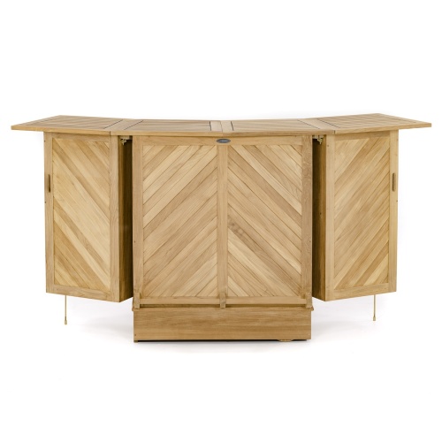 70072 somerset teak bar and stool set opened front view on white background
