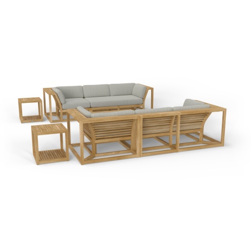 70234 Maya 7 pc Twin Sofa Set of Maya 2 Corner Sectionals and a Left and Right Side Sectionals and 2 End Tables and a Coffee Table in angled back view on white background 