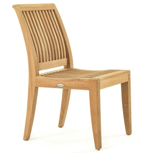 70291 Hyatt Laguna teak dining chair angled left side on white background