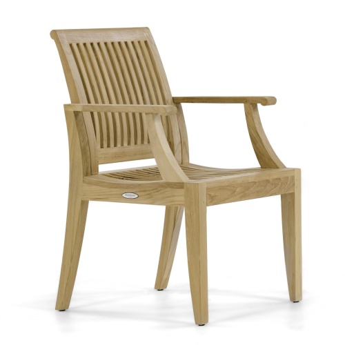 12810 Laguna Teak Dining Armchair in angled side view on white background