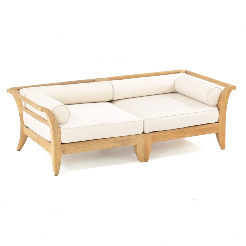 70429 Aman Dais Teak 2 pc Loveseat Set of 2 Aman Dais Corner Sectionals with cushions angled front view on white background