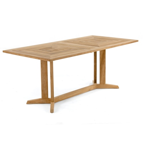 15816 Pyramid 6 ft Rectangular Teak Table in angled side view on white background