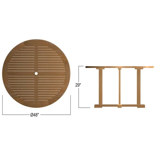 70491 Vogue teak 48 inch round dining table autocad on white background
