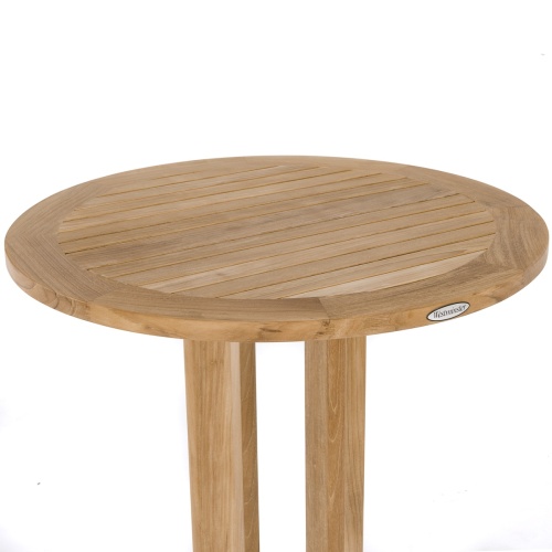 70504 Laguna Round 30 inch diameter teak Table closeup top view on white background