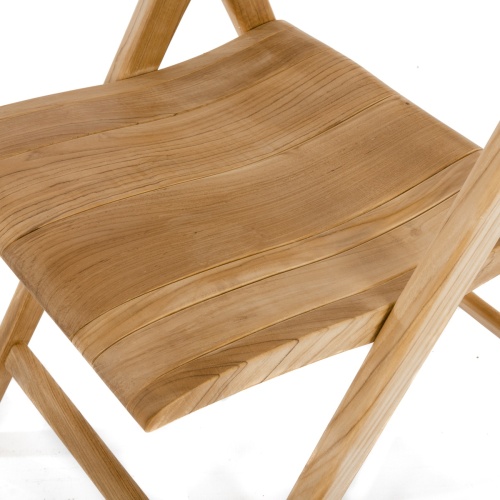 70589 Vogue Surf teak folding side chair closeup of chair seat on white background