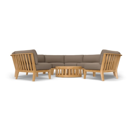 70870 Kafelonia 6 pc Lounge Sofa Set of 5 Kafelonia Sofa Sectional Benches around a Kafelonia 36 in Coffee Table in front view on white background