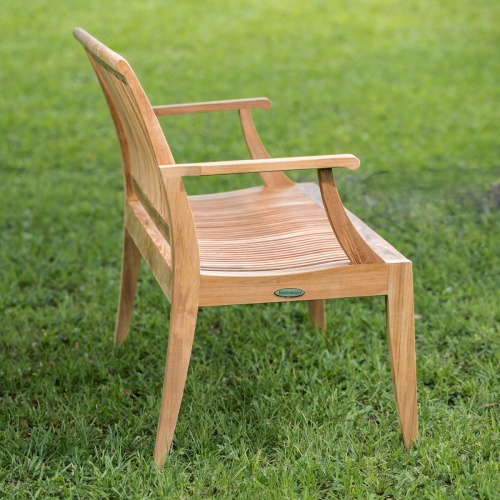 13811 Laguna 5 foot Teak Bench angled side view on grass in field