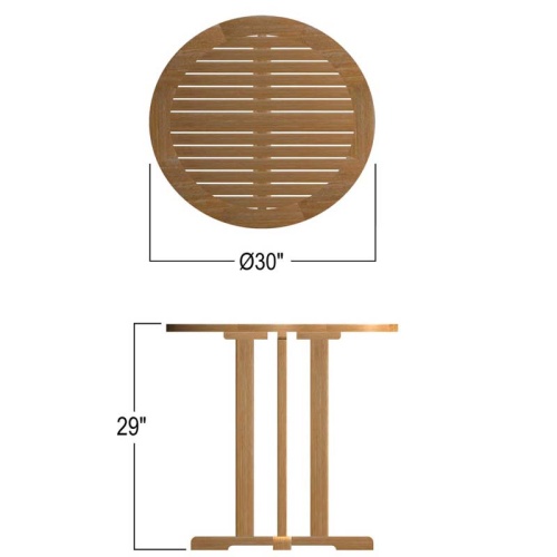 15771 Teak Bistro Table 30 in diameter autocad on white background